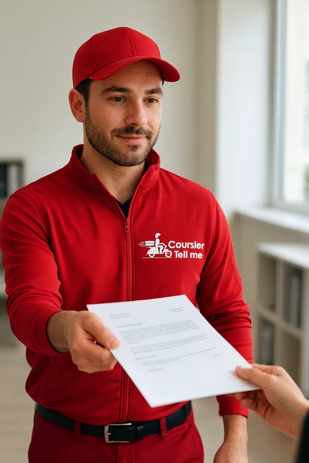 Coursier délivrant un document administratif en main propre – livraison documents administratifs